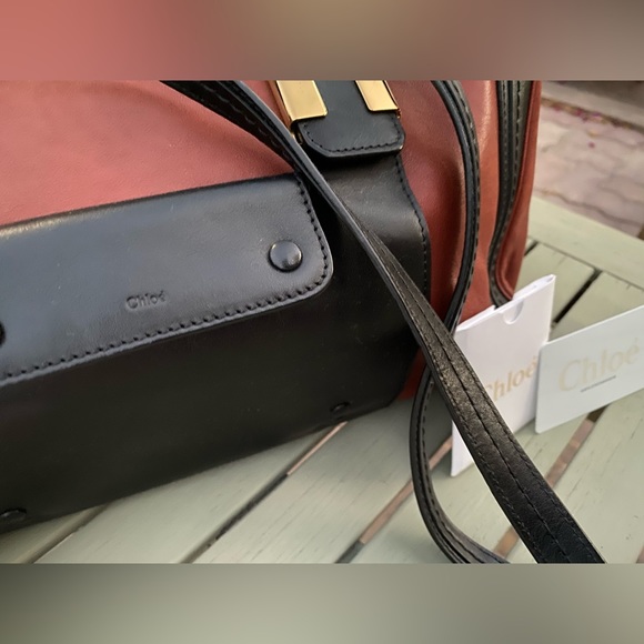 Chloe Allison Tote / Handbag in Black & Rusty Garnet...